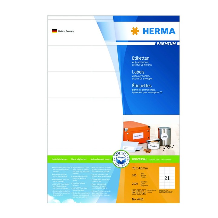 Eтикети Herma 4334, 25.4x16.9mm, 25л., (2800бр.)