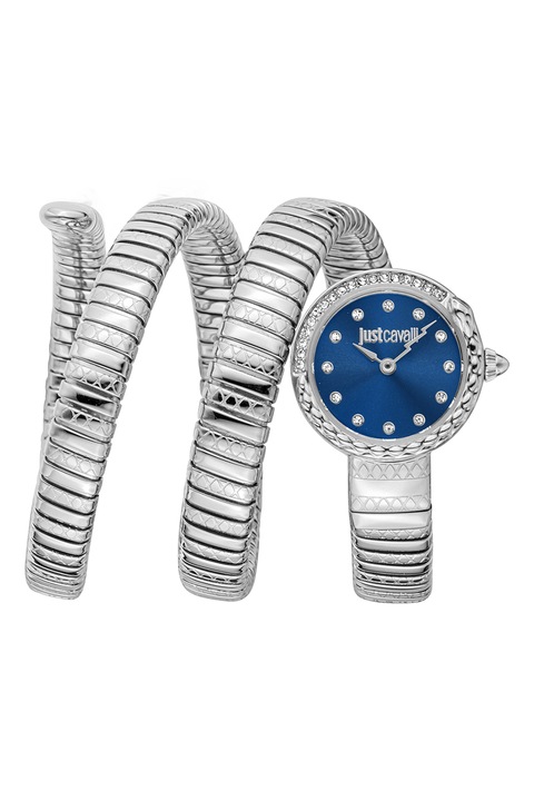 JUST CAVALLI, Rozsdamentes acél karóra csuklóra tekerhető szíjjal, Ezüstszín