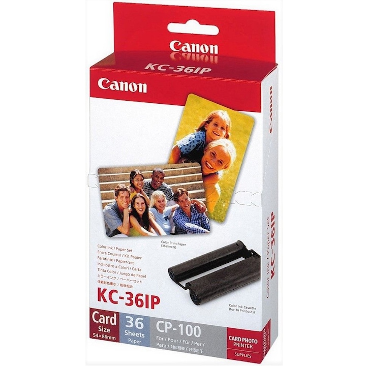 Комплект фотохартия Canon KC-36IP + мастило, 54x86 мм, 36 листа, 7739A001AH, за Canon Selphy CP1500