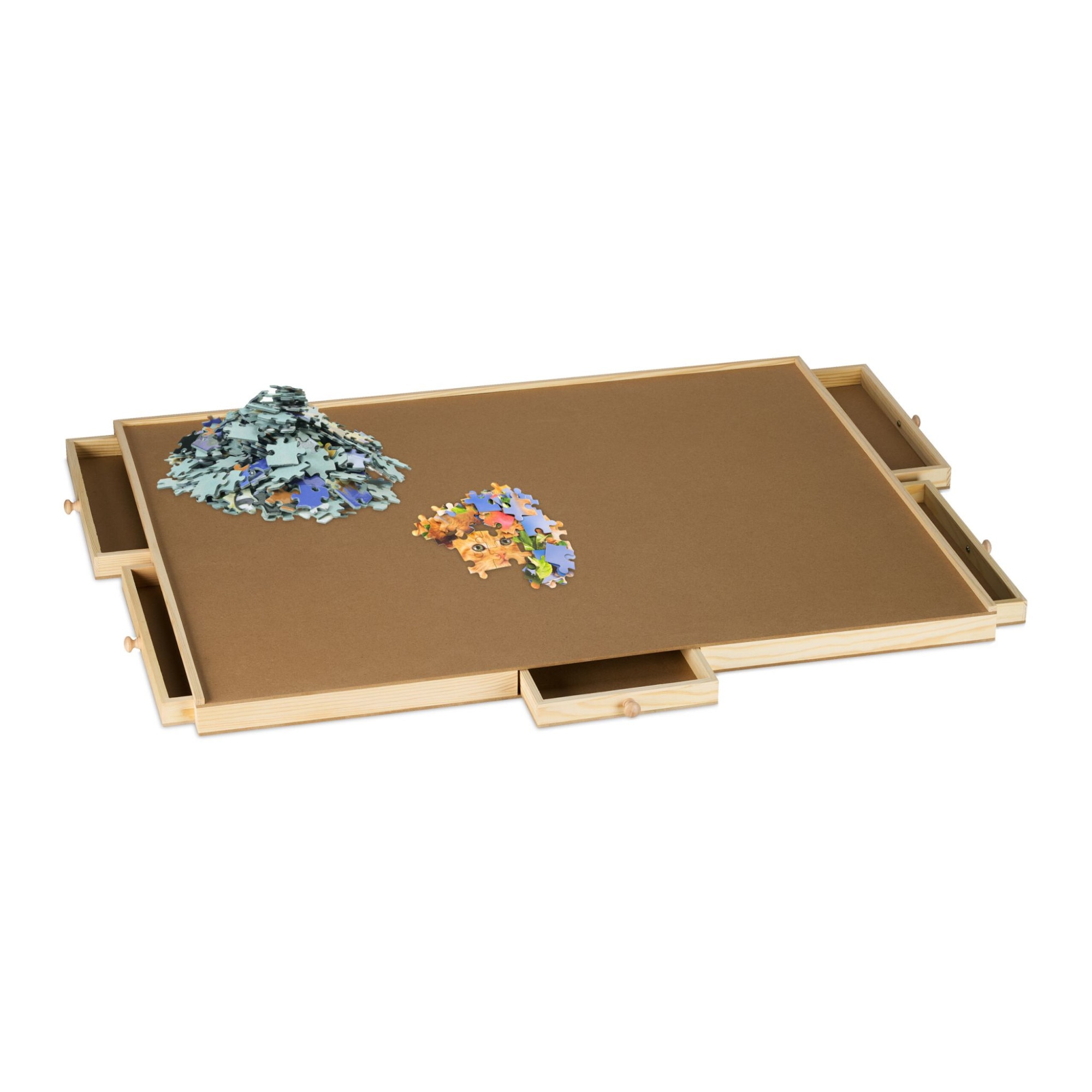 Suport pentru puzzle, din lemn, cu 6 sertare pentru sortat si Suport pentru puzzle, din lemn, cu 6 sertare pentru sortat si