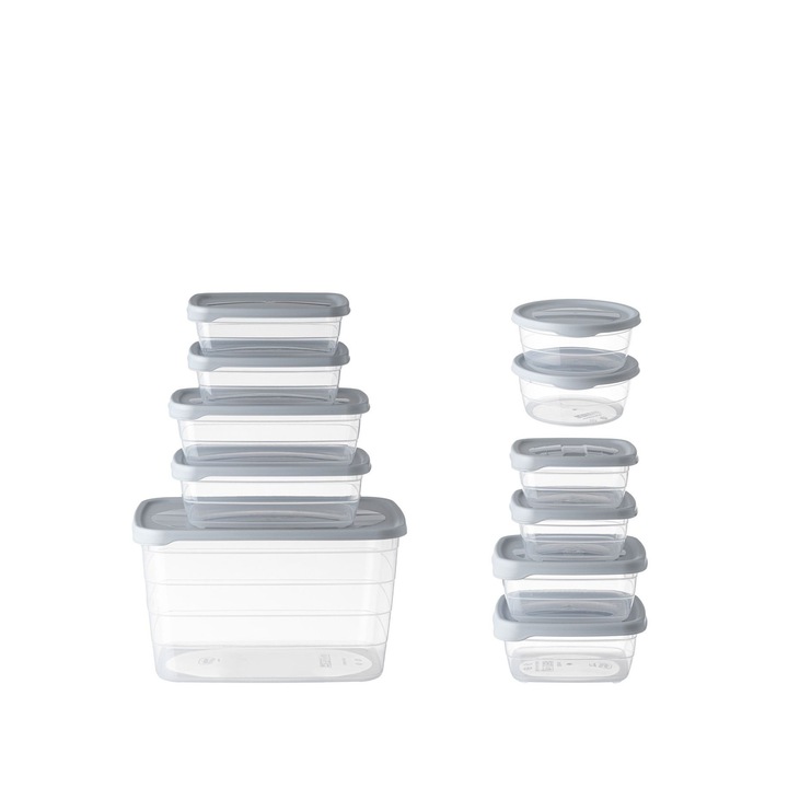 Cutii pentru alimente, transparente, cu capace, 11 buc