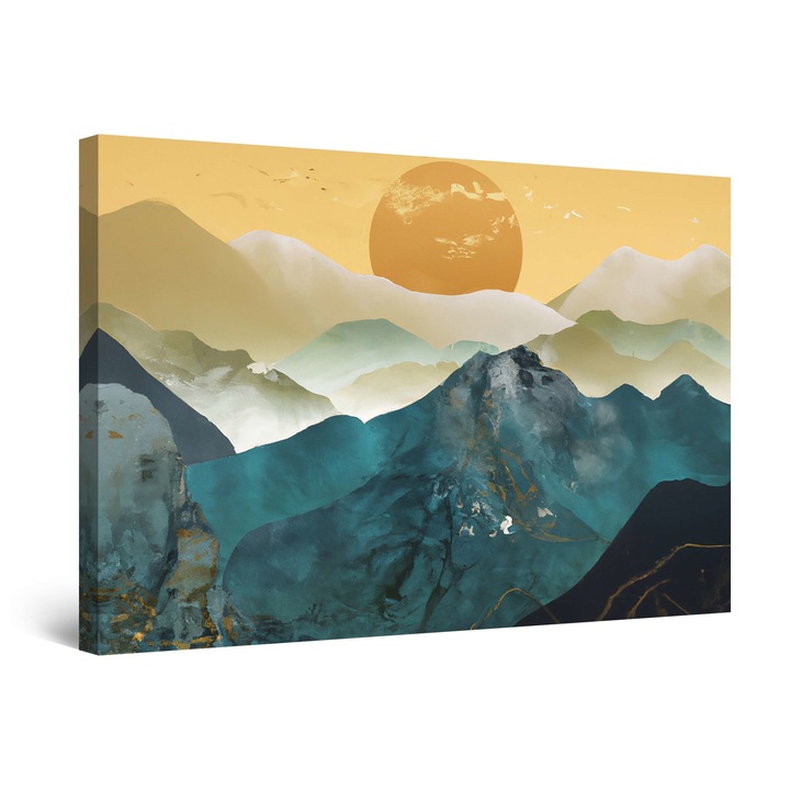 Tablou DualView Startonight Abstracta Luna Galbena peste Varf de Munte, luminos in intuneric, 60 x 90 cm