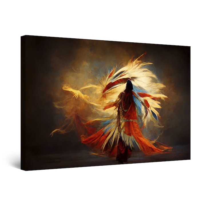 Tablou DualView Startonight Luminos Dans Colorat Ritual Indian, luminos in intuneric, 60 x 90 cm