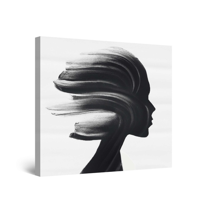 DualView Startonight Картина Абстрактна рисунка Жена черно и бяло, светеща в тъмното, 80 x 80 cm