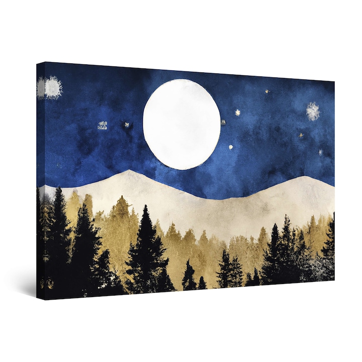 Tablou DualView Startonight Minimalista Munte si Luna, luminos in intuneric, 80 x 120 cm