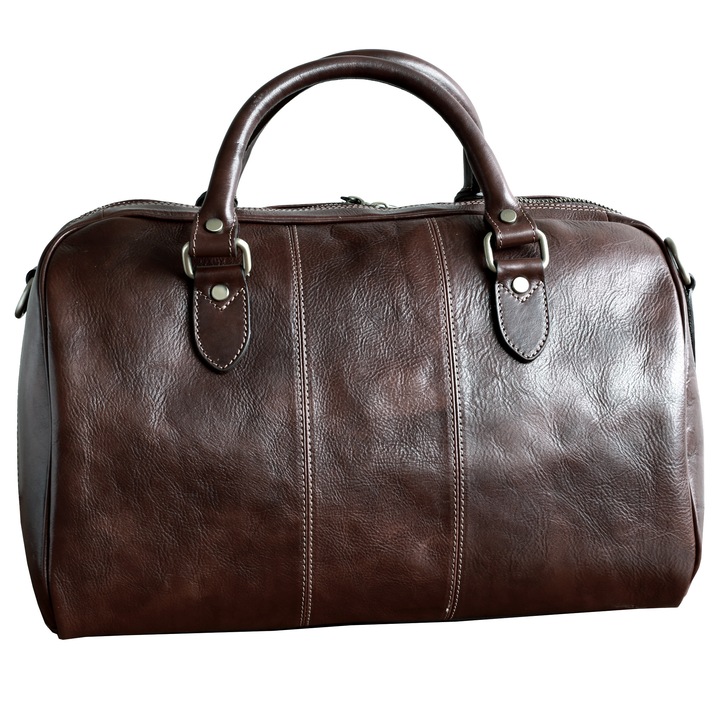 Geanta voiaj din piele naturala, maro, Util Land, GV104B