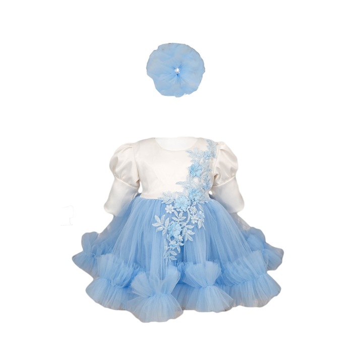 Rochita botez, model Oana, culoare bleu, varsta 6-9 luni