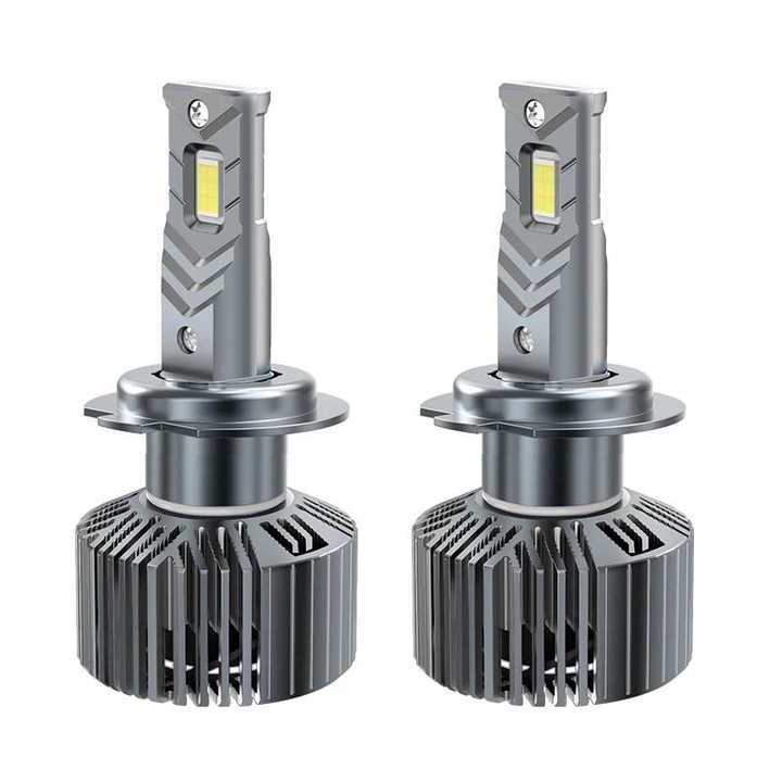 Set 2 becuri led H7 pentru camioane, 24V, canbus, 120W, lumina alb-rece, 12000 lumeni, fara eroare