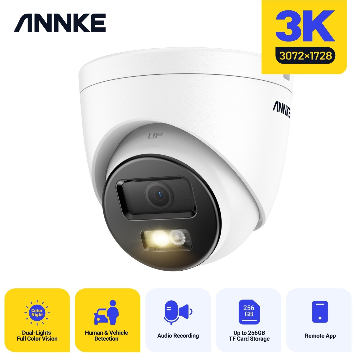 Камера за наблюдение, Annke, IP67, 3K, H.265+, Обектив 2.8 mm, CMOS ...