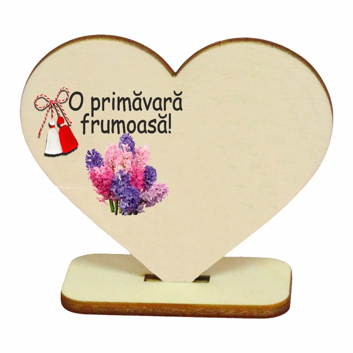 Martisor, Baza pentru flori, Inima, Lemn, 1 Martie, Primavara, 10×8 cm, BMUV005