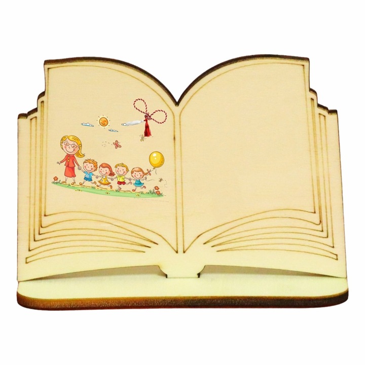 Martisor, Baza pentru flori, Carte, Lemn, Primavara, 10×7 cm, BMUV006