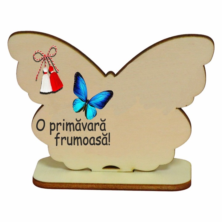 Martisor, Baza pentru flori, Fluture, Lemn, O primavara frumoasa, Primavara, 10×7, 5 cm, BMUV017