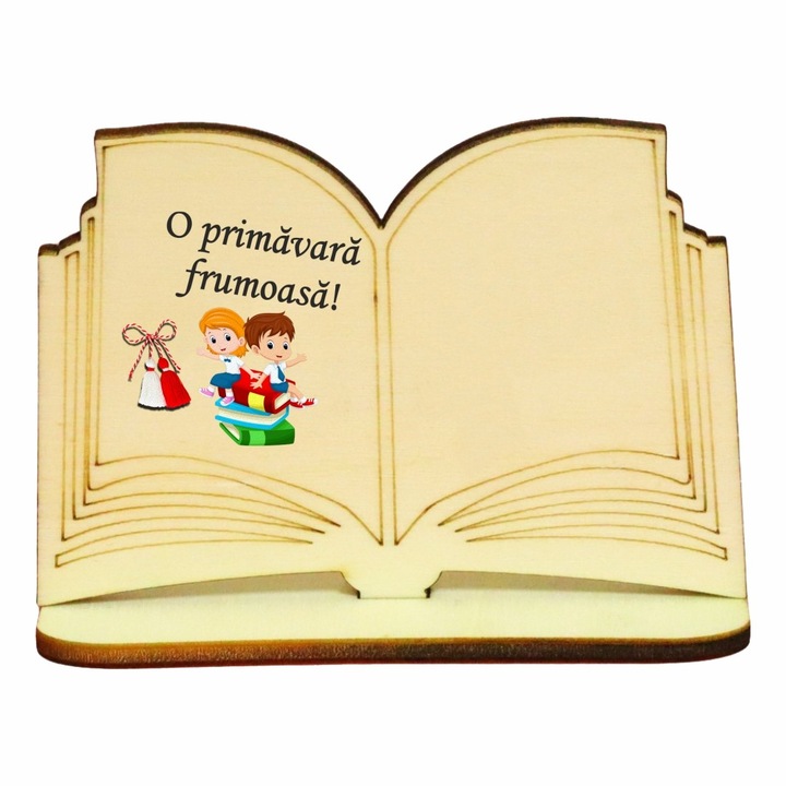 Martisor, Baza pentru flori, Carte, Lemn, Primavara, 10×7 cm, BMUV010