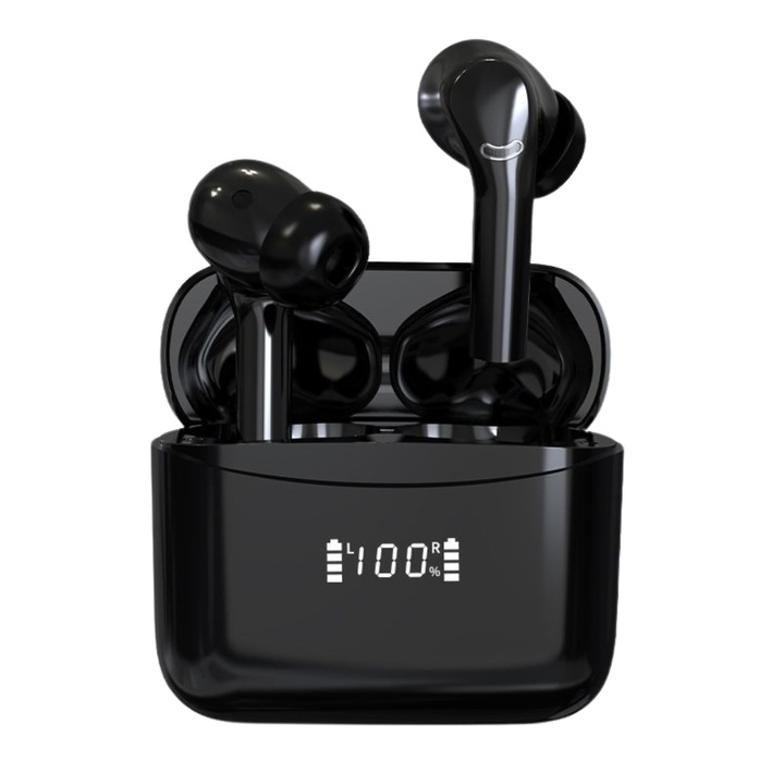 Безжични Bluetooth аудио слушалки, YOTEP, ENC за намаляване на шума, за поставяне в ушите, безжични, водоустойчиви IPX 4, съвместими с Android и IOS, черни