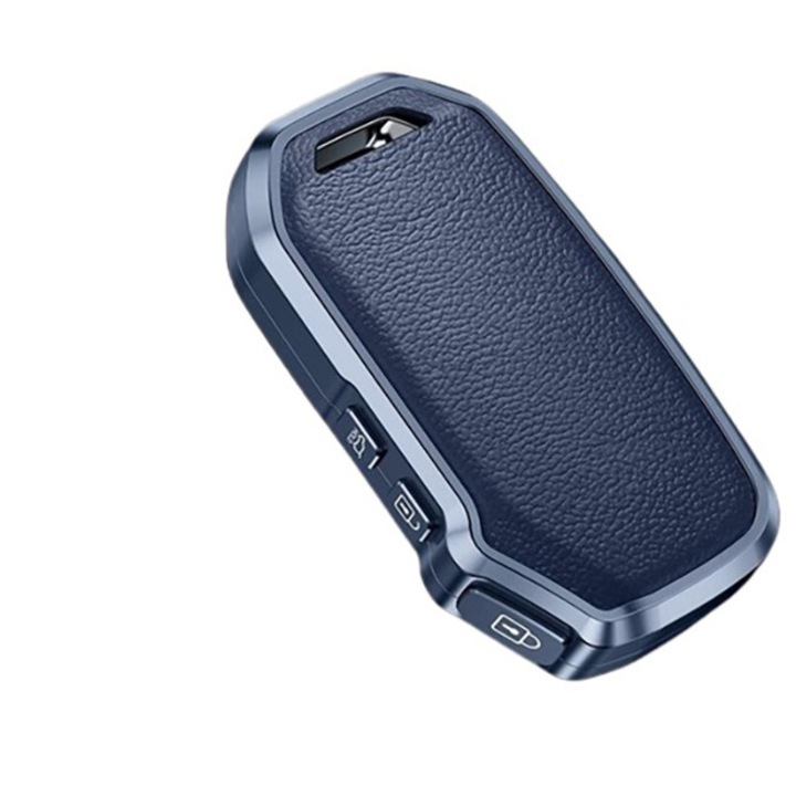 Husa pentru cheie, aluminiu cu piele albastru, Kia K5 Sportage R GT Stinger Sorento Ceed Niro