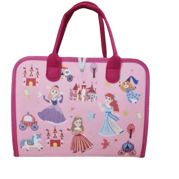 Gentuta busyboard pentru calatorie, tip Montessori, model printesa, roz