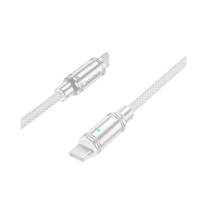 Cablu Date Si Incarcare Borofone BU40 Advantage Type C La Type C, Putere 60W 3A, Lungime 1.2m, Textil, Gri