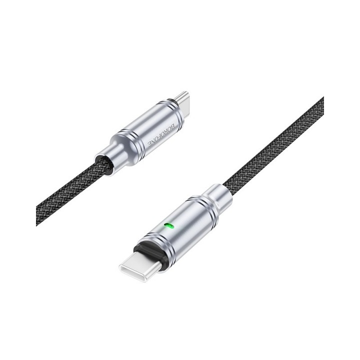 Cablu Date Si Incarcare Borofone BU40 Advantage Type C La Type C, Putere 60W 3A, Lungime 1.2m, Textil, Negru