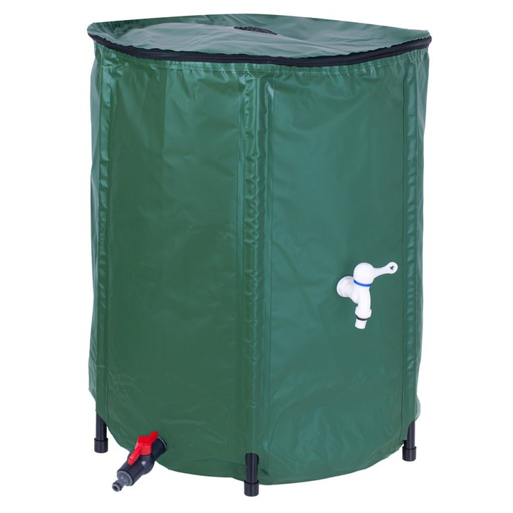 Rezervor pliabil pentru apa pluviala, PVC, 500 l, 100 x 78 cm, Verde