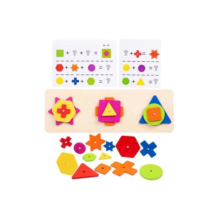 Joc pentru stimularea inteligentei, Montessori din lemn, + 3 ani, SARALMA®