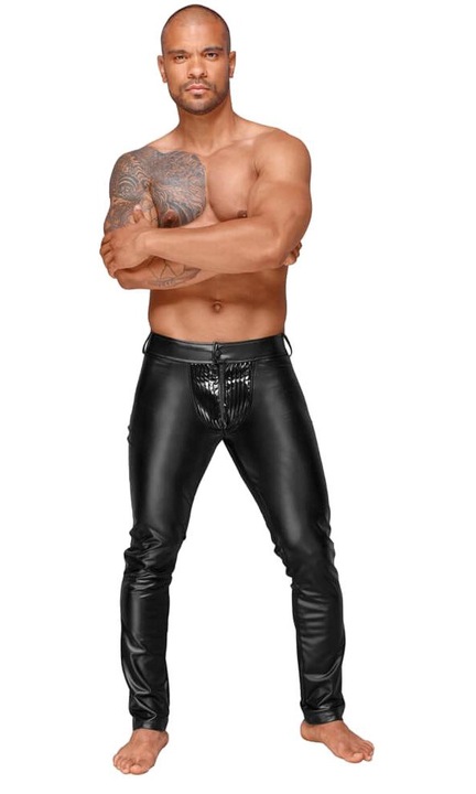 Férfi nadrág, Noir Handmade, H051 Powerwetlook, vinil, fekete, Fekete