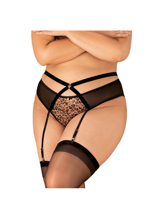 Női harisnyakötő öv, Obsessive, poliamid, fekete, 2XL-3XL INTL