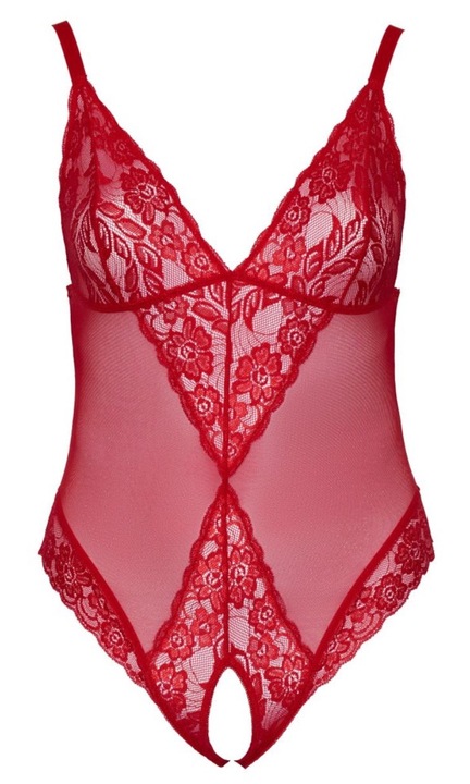 Body de dama Curves, Cotelli, Poliamida/Elastan, Rosu/Transparent, M