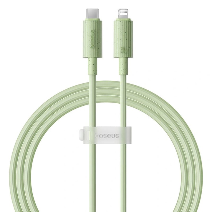 Кабел Type C към Lightning, Бързо зареждане, 20 W, 480 Mbps, 1 m, Baseus Habitat Series (P10360201631, 00), Natural Green