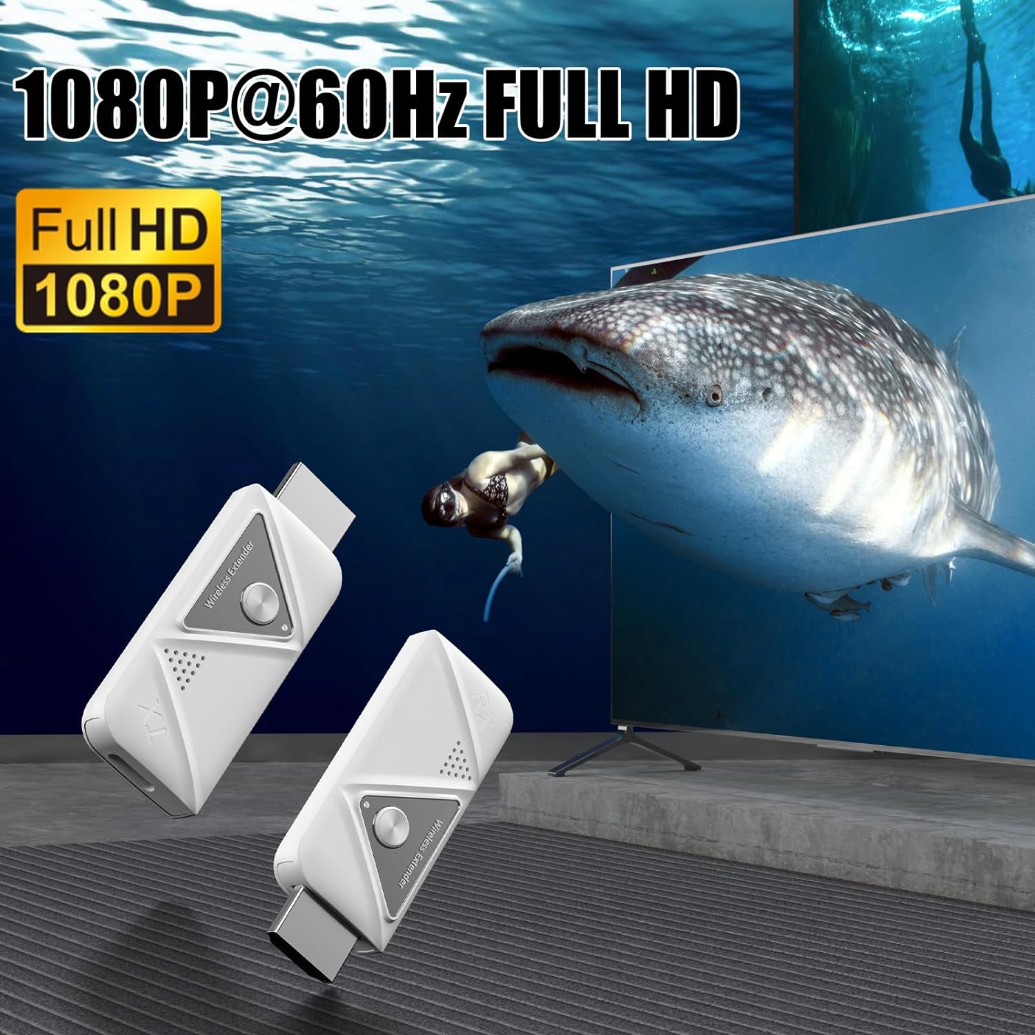 Комплект безжичен HDMI удължител, Full HD 1080p 60Hz, двулентов 2,4 и ...