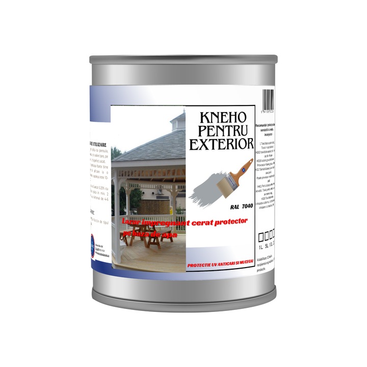 Lac, lazur, impregnant cerat pe baza de apa gri deschis, RAL 7040, 1l