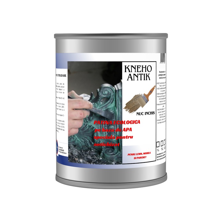 Patina ecologica pe baza de apa speciala pentru antichizat, pentru lemn, mobila si parchet Kneho antik, nuc inchis1L