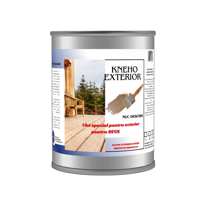 Ulei de exterior, tratare terase deck din lemn, danish oil, cu protectie mare UV, nuc deschis, 5l