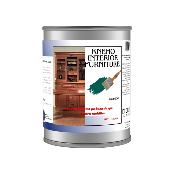 Lac pe baza de apa pentru mobilier de interior verde, RAL 6026, 1L