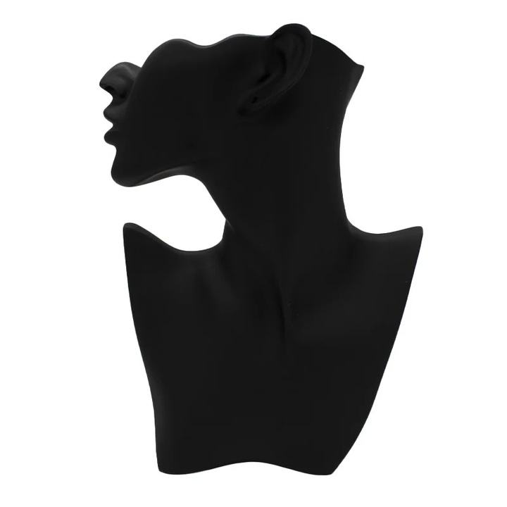 Suport in forma de bust pentru bijuterii, Negru, Inaltime 28 cm, VELVE