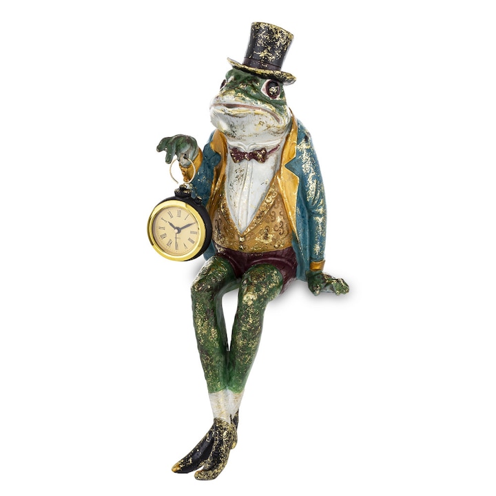 Figurina broasca cu ceas sezut poli 36cm