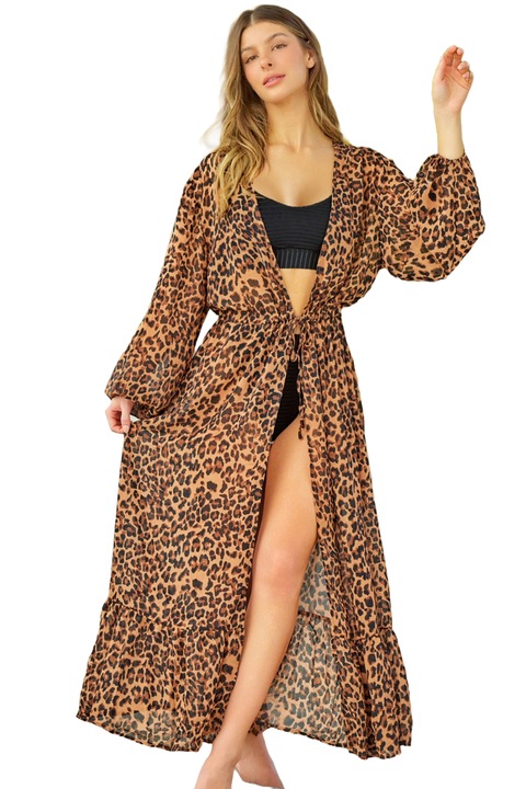 Дамска плажна туника, WildFashion, Полиестер, Животински принт, Животински принт