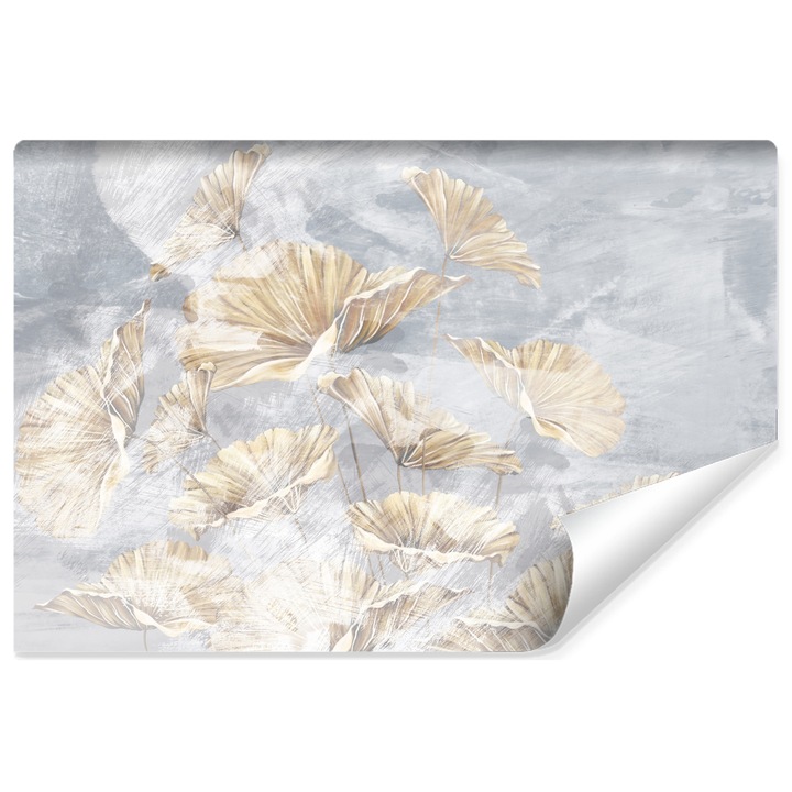 Fototapet Muralo abstract, flori uscate, frunze, decor pe un perete de beton 405 cm x 270 cm pentru sufragerie