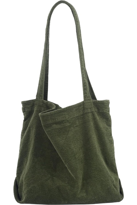 Дамска чанта за през рамо, текстил, зелена, 42x45 см
