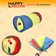 Tunel de joaca pentru pisici Happy Meow, jucarii incluse, pliabil, viu colorat, 50 cm