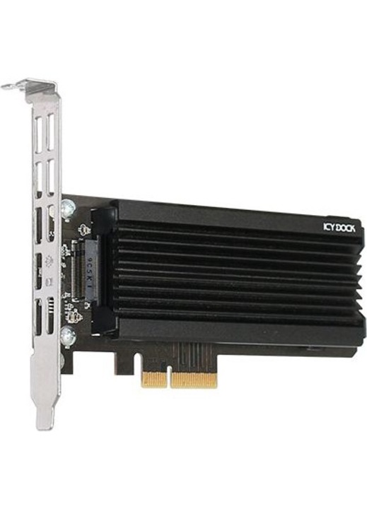 SSD adapter, Icy Dock, MB987M2P-1B, PCIe 3.0 x4, hűtő, fekete