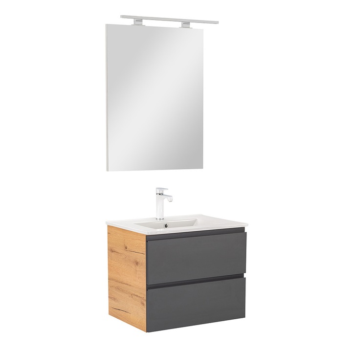 Mobilier baie complet Leziter Vario Pull 60 stejar-antracit