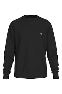 CALVIN KLEIN JEANS, Bluza de trening cu decolteu la baza gatului, Negru, L