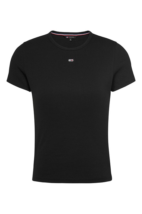 Tommy Jeans, Tricou slim fit striat, Negru