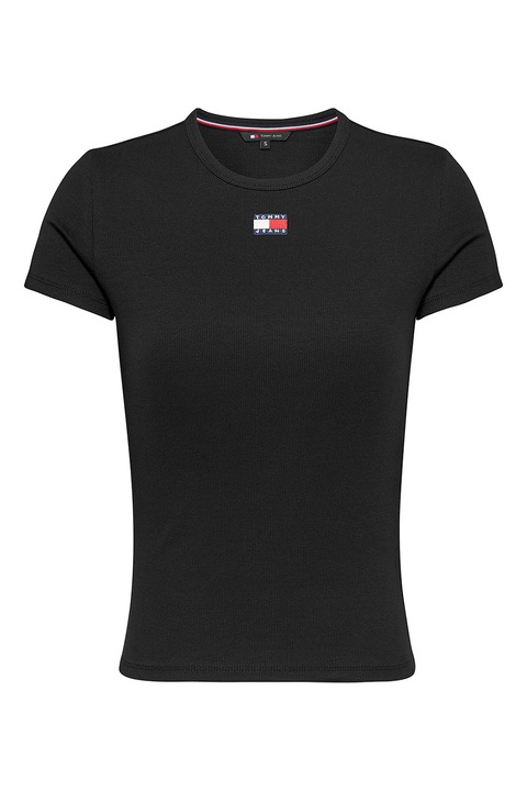 Tommy Jeans, Tricou slim fit striat, Negru