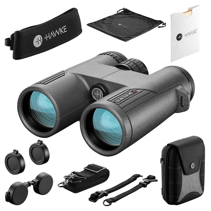 Бинокъл Frontier HD X и комплект аксесоари, HAWKE, Увеличение X10, Сив, 725g