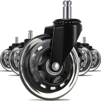 Set de 5 roti de silicon profesional ARKA RX900T, 2,5 inch transparant, tija 11mm pentru scaun de gaming/birou