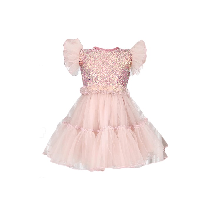 Rochie fete model Antonia, paiete roz, Roz