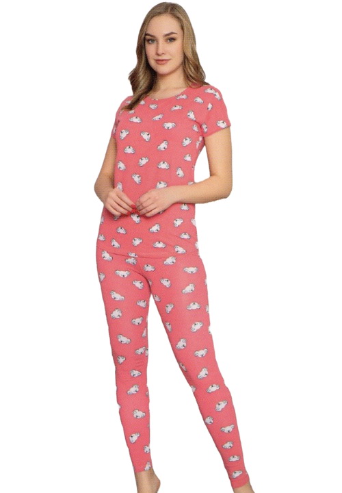 Női pizsama Premium Lycra / Cotton, UraMag, 2 db, Korallszín