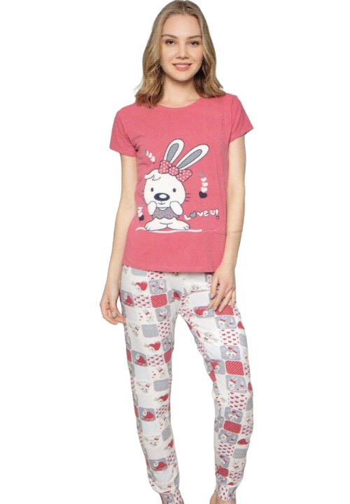 Női pizsama Premium Lycra / Cotton, UraMag, 2 db, Púderrózsaszín