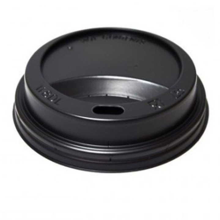 Capace Negre din Plastic pentru Pahare de Carton, Dimensiune 8-14 OZ, cantitate 100 Buc/Bax